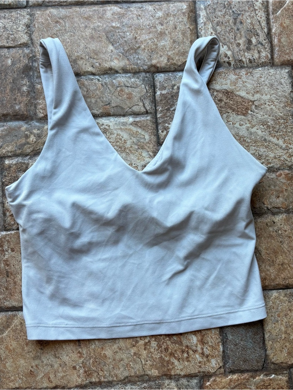 Athleta Transcend V-Neck Crop Sports Bra - Size XS - Light Grey Blue